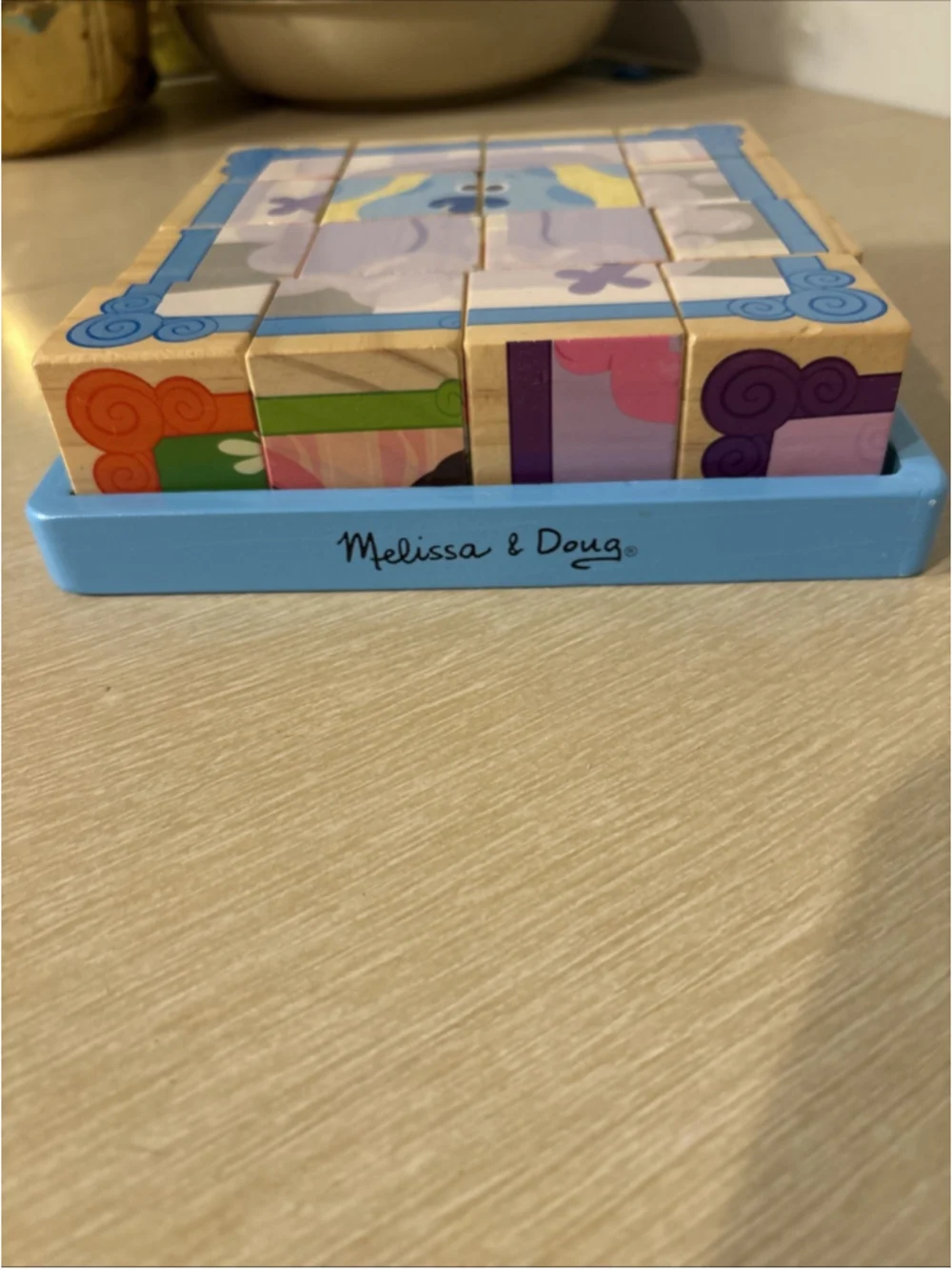 Blue’s Clues Wooden Cube 16 Piece Puzzle W/6 Different Puzzles 1192